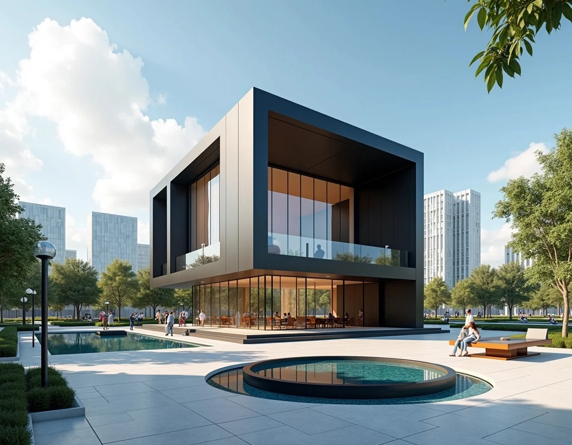 Team collaborating on a large blueprint.